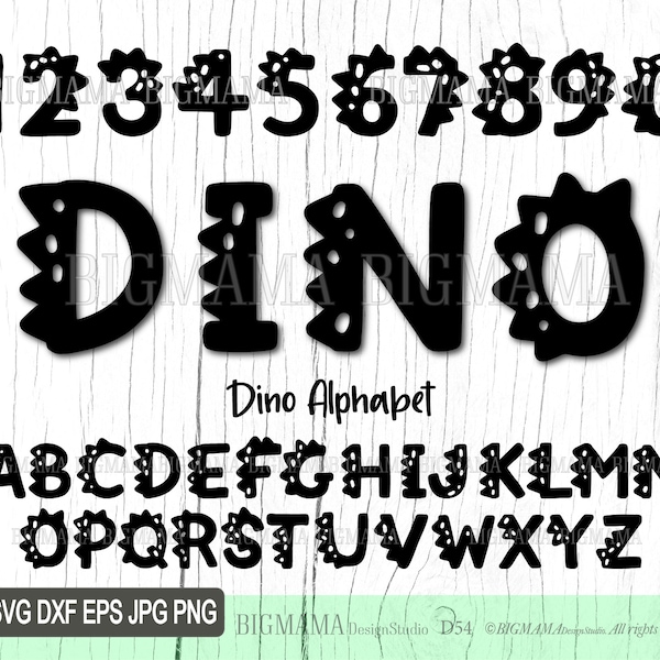 Dinosaur Alphabet SVG,Numbers,Letters,Doodle,Handdrawn,Dino,Bundle,Birthday,PNG,Boys,Kids,Clipart,Font,Cricut,Cameo,Instant download_D54