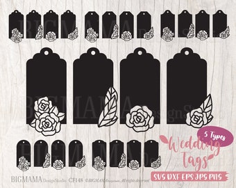 Wedding tag SVG,Tags SVG Bundle,Floral,Tags Template,Flower,DXF,Label,Gift,Custom,Cut File,Decor,Cricut,Silhouette,Instant download_CF148
