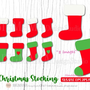 Christmas Stocking SVG,Layered,Christmas Socks,Xmas,DXF,Cut File,Present,Clipart,PNG,Cricut,Outline,Line Art,Instant download_CF417