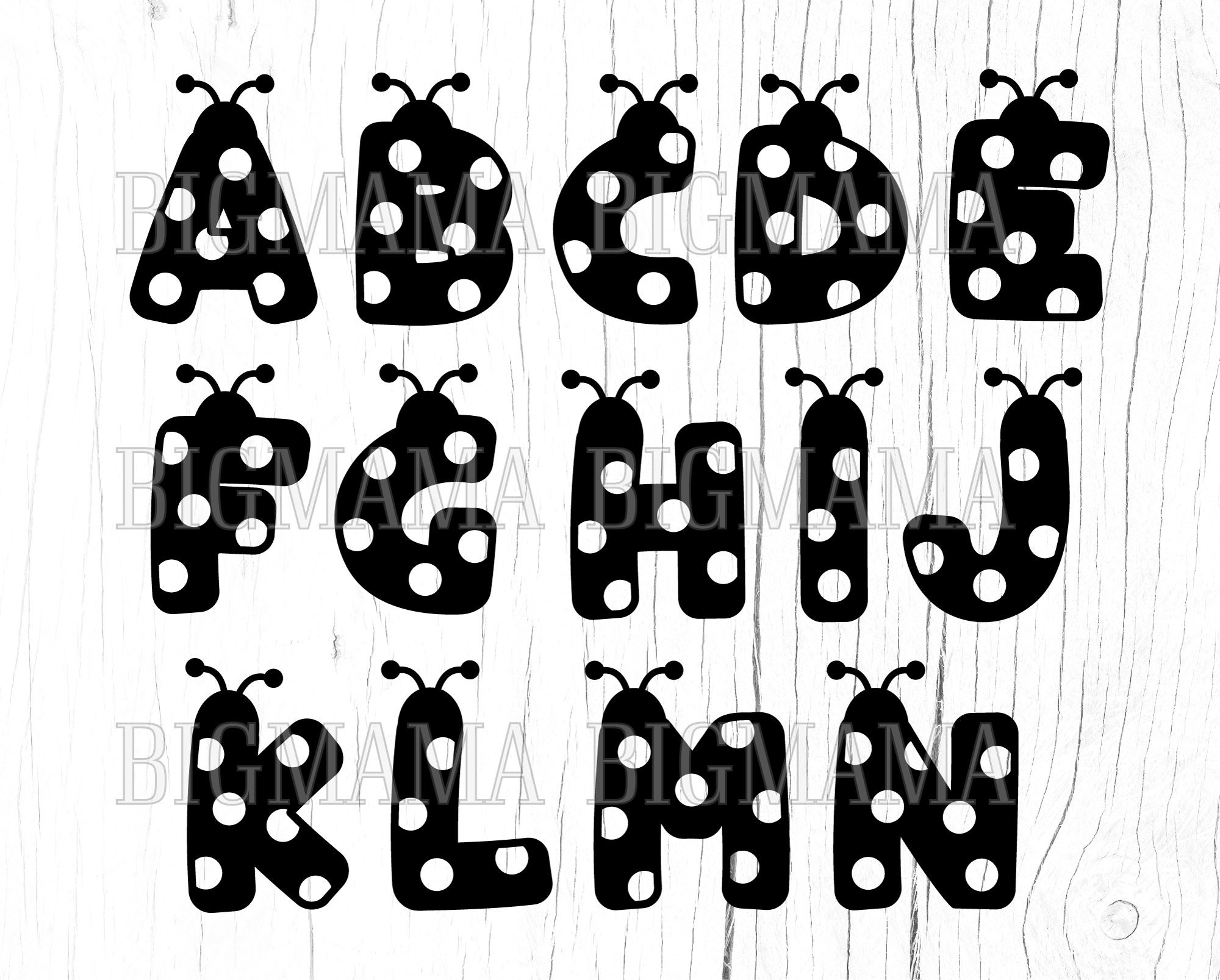 Ladybug Alphabet Svgdxflettersfontnumbersbirthdaycut Etsy