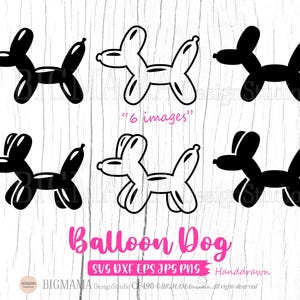 Ballon Hund SVG, Ballon Hunde PNG, Kontur, Line Art, DXF, Clip Art, Welpe, Hund, Haustier, Schnitt-Datei, Cricut, Silhouette, kommerzielle Nutzung, Sofort-Download