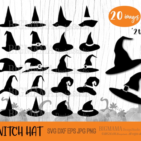 Witch Hat SVG,Halloween,Wizard Hat,Magic,DXF,PNG,Cut File,Svg Bundle,Spooky,Clipart,Silhouette,Cricut,Instant download_CF369