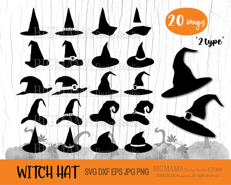 Witch Hat SVG,Halloween,Wizard Hat,Magic,DXF,PNG,Cut File,Svg Bundle,Spooky,Clipart,Silhouette,Cricut,Instant download_CF369 image 1