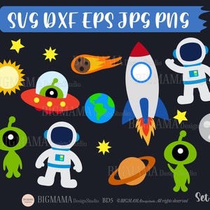 Space SVG,Space Roket,Spaceship,Astronaut,Solar System,Birthday,Alien,Blast Off,UFO,Planets,Earth,Cricut,Silhouette,Instant download_BD5
