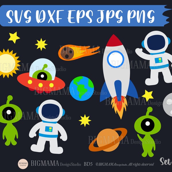 Space SVG,Space Roket,Spaceship,Astronaut,Solar System,Birthday,Alien,Blast Off,UFO,Planets,Earth,Cricut,Silhouette,Instant download_BD5