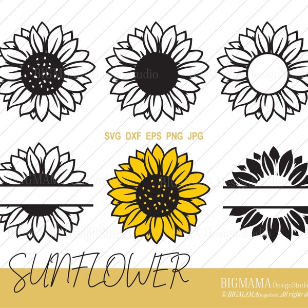 Sunflower SVG,Floral,Bundle,T-shirt,Vinyl,Vector,Graphic,Cricut,Silhouette,Digital,Commercial use,Instant download_CF13