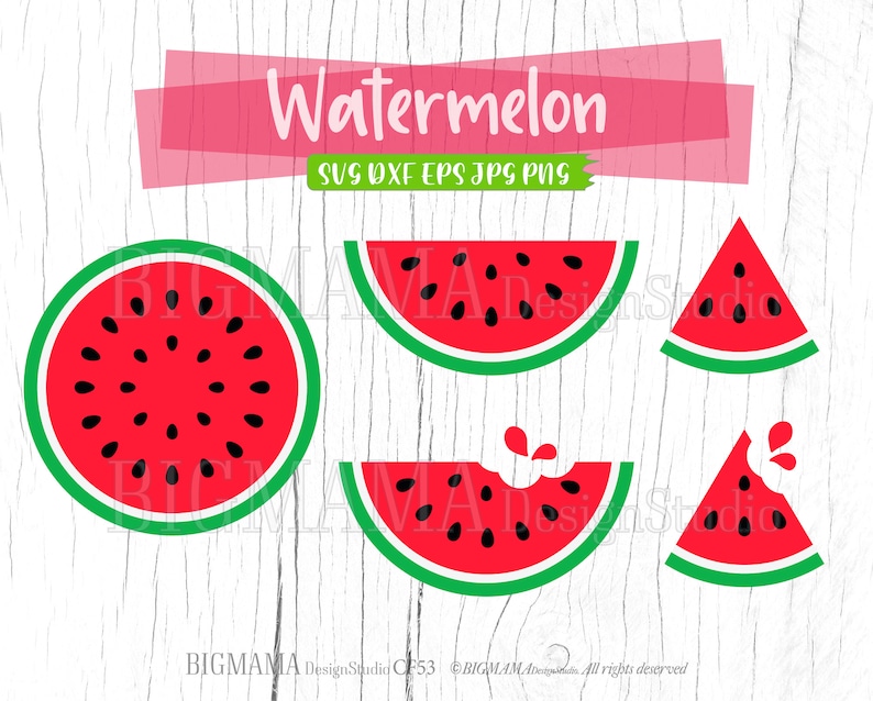 Vattenmelon SVG, Frukter DXF, Sommar, Frukt svg, Vattenmelon skiva, Klipp fil, Skiktad, Skärning, Cricut, Siluett, Kommersiellt bruk, Direkt nedladdning_CF53 bild 1