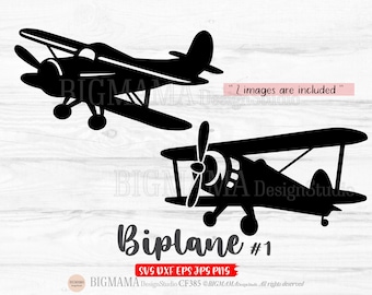 Biplane SVG,Airplane,Retro,Birthday,Boy,Kids,Stencil,DXF,Cut File,Cutting File,PNG,Clipart,Cricut,Silhouette,Vector,Instant download_CF385