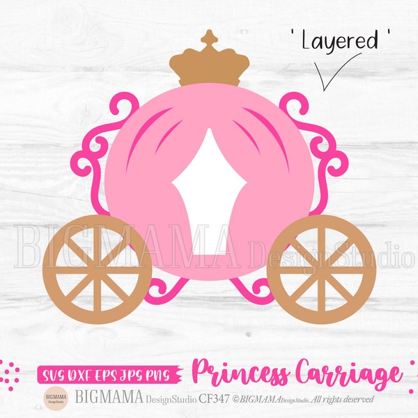 Princess Carriage SVG,Fairy Tail,Cake,Birthday,Layered,Girls,Kids,Tshirt,Vinyl,Paper Cut,Cute,Easy,Cut File,Cricut,Instant download_CF347