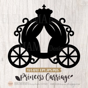 Prinses vervoer SVG, sprookje, taart, verjaardag, meisjes, kinderen, t-shirt, vinyl, papier knippen, schattig, gemakkelijk, gesneden bestand, Cricut, silhouet, Instant download_CF343