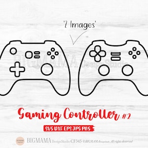 May include: Two black and white outline illustrations of a gaming controller. The text 'Gaming Controller #2' is below the images.