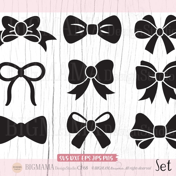 Bow Tie SVG,Bow Ties Cut File,Ribbon Tie,Bow Tie Bundle SVG file,DXF,Cricut,Silhouette,Commercial use,Instant download_CF68