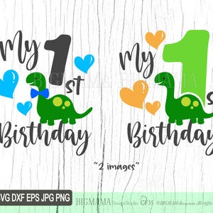 My 1st Birthday SVG,Boy DXF,Dino,Baby,Cut Files,Kids,Cutting,Cricut,Dinosaur Party,Silhouette,Commercial use,Digital,Instant download_CF35