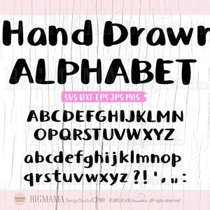Hand Drawn Alphabet SVG,DXF,Hand Written Letters,Alphabet Bundle,Font,Doodle,Cricut,Silhouette,Digital,Commercial use,Instant download_CF80