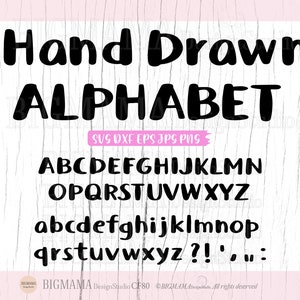 Handgezeichnetes Alphabet SVG, DXF, handgeschriebene Buchstaben, Alphabet Bundle, Schriftart, Doodle, Cricut, Silhouette, digital, kommerzielle Nutzung, Instant download_KF80