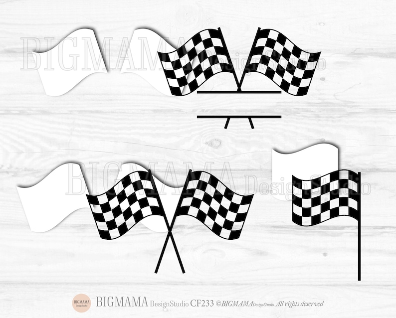 Racing Flag SVG,Start Flags,Race,Checkered Flag,Finish Flags,Checker,Topper,Monogram,DXF,Cut file,Cricut,Silhouette,Instant download_CF233 image 2