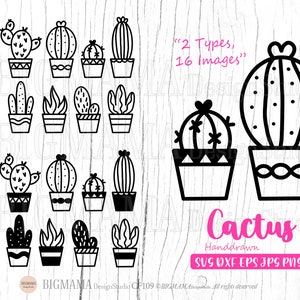 Contorno SVG di cactus, Mano di cactus SVG, File SVG di Cactus, Bundle SVG di Cactus, DXF, Taglio ifle, Cricut, Silhouette, Uso commerciale, Download istantaneo_CF109