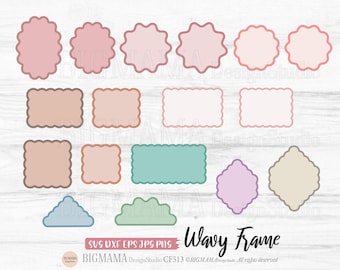 Wavy Frame Svg,Wavy Border,Wavy Banner,Layered,Wavy Edge,Scalloped,Laser,Cut File,Scalloped Frame,PNG,Curvy,Cricut,Instant download_CF513