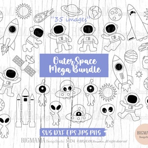 Outer Space Bundle SVG,Roket,Out Line,Spaceship,Astronaut,Solar System,Birthday,Alien,UFO,Planets,Earth,Cricut,Cameo,Instant download_MD4