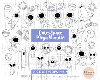 Outer Space Bundle SVG,Roket,Out Line,Spaceship,Astronaut,Solar System,Birthday,Alien,UFO,Planets,Earth,Cricut,Cameo,Instant download_MD4