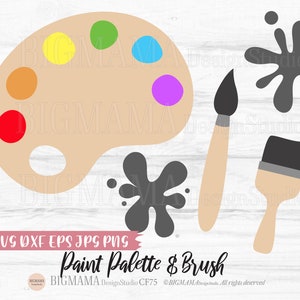 Tavolozza di colori SVG, Pennello SVG, Scuola, Lezione d'arte, Insegnante, Bundle, PNG, DXF, File di taglio, Cricut, Silhouette, Uso commerciale, Download istantaneo_CF75