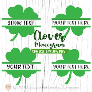 Klee Monogramm SVG, Kleeblatt SVG, Kleeblatt, Kleeblatt, St Patricks Day, DXF, Cricut, Silhouette, Instant download_KF296