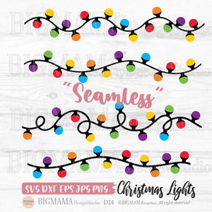 クリスマス ライト SVG、文字列、シームレス、パーティー、クリスマス、DXF、カット ファイル、休日、クリップアート、装飾、PNG、カット ファイル、Cricut、Cameo、クリップアート、即時ダウンロード_D24