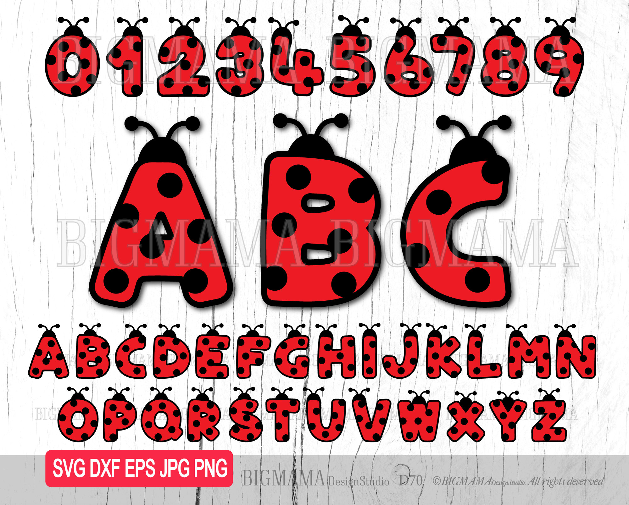 Ladybug Alphabet Svgdxflettersfontnumbersbirthdaycut Etsy