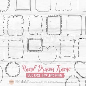 Hand Drawn Frames Bundle Svg,Ribbon Frame,Vintage,Retro Ribbon,Wavy Borders,Outline,Wedding,Laser,Cut File,PNG,Cricut,Instant download_CF528