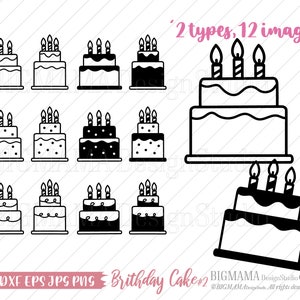 バースデーケーキ SVG、アウトライン、バンドル、モノライン、ラインアート、DXF、カットファイル、パーティー、PNG、デザート、スイーツ、クリカット、シルエット、食べ物、かわいい、即時ダウンロード_CF431