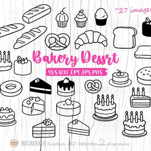 Piekarnia Deser SVG,Plik do cięcia chleba,Zestaw,Słodycze,Ciasto,Ciasto w babeczce,Muffin,Urodziny,Ciasto,Pączek,Croissant,Ciasto,Kontur,PNG,Natychmiastowe pobranie_AG7