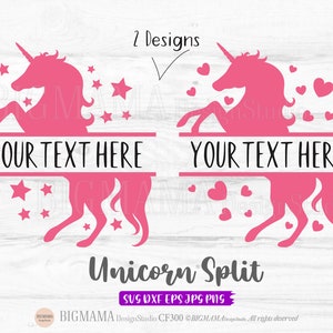 Unicorn Split Svg,Monogram,Name,Unicorn Silhouette SVG for Cricut,Frame,DXF,Girls,Kids,Horse,Birthday,Unicorn Head,Instant download_CF300
