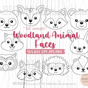 Wald Tier Gesicht SVG,Cut File,Bundle,Out Line,Schablone,Birthday,Pet,PNG,Zoo,digitaler Stempel,PNG,Clipart,Silhouette,Instant download_BD25