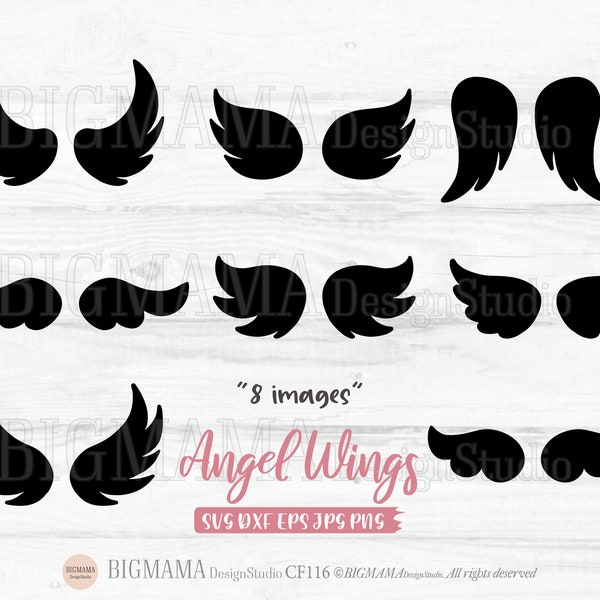 Angel wings SVG,Angel wing svg,Angel wings PNG,Wings shape,Wing shape,DXF,Cut file,Cricut,Silhouette,Commercial use,Instant download_CF116