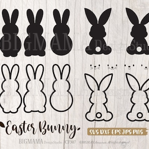Osterhase, SVG, Hase, Hase, SVG, Dekoration, DXF, PNG, niedlich, geschnitten Datei, Cricut, Silhouette, Clipart, Digital, Instant download_KF307