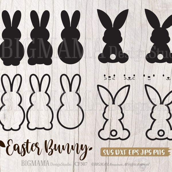 Osterhase, SVG, Hase, Hase, SVG, Dekoration, DXF, PNG, niedlich, geschnitten Datei, Cricut, Silhouette, Clipart, Digital, Instant download_KF307