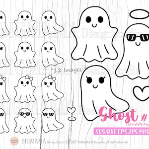 Cute Ghost SVG,Ghost Svg Bundle,Halloween,Shirt,DXF,Cute Ghost,Ghost Face,PNG,Cut file,Cricut,Silhouette,Clipart,Instant download_CF287