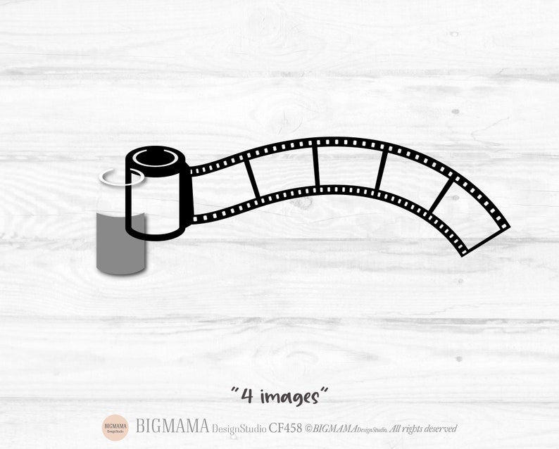 May include: Black and white illustration of a film roll with four image frames. The text "4 images" is below the image.