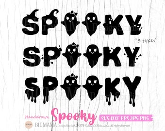 Spöklik SVG, Halloween, Spöke, Halloween-tröja, Söt, DXF, PNG, Klippfil, Spöklika vibbar, Clipart, Cricut, Direktnedladdning_CF379