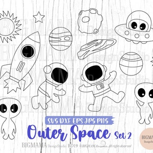 Outer Space SVG,Roket,Out Line,Spaceship,Astronaut,Solar System,Birthday,Alien,UFO,Planets,Earth,Clipart,Cricut,Cameo,Instant download_BD19