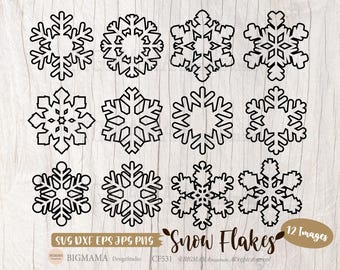 Snowflake SVG,Christmas Snowflakes,Winter Bundle,PNG,Cut File,Vinyl,Cut File,Outline,Cutting,Cricut,Silhouette,Instant download_CF531