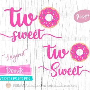 Zwei süße Donut SVG, PNG, überlagert, DXF, geschnitten Datei, Donut, Tshirt, Geburtstag, Sprinkle Donut, Sekunde, Cricut, Silhouette, Instant download_KF323