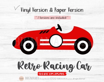 Racing Car SVG,Layered,Paper,Race,Retro,Birthday,Topper,Boy,Kids,DXF,Cut file,Vinyl,Transportation,Cricut,Vehicles,Instant download_CF232