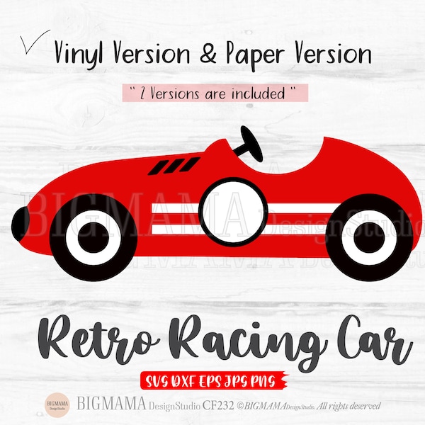 Racing Car SVG,Layered,Paper,Race,Retro,Birthday,Topper,Boy,Kids,DXF,Cut file,Vinyl,Transportation,Cricut,Vehicles,Instant download_CF232