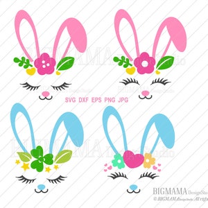 Bunny face SVG,Rabbit face,Easter bunny,DXF,EPS,Vector,Graphic,Cricut,Silhouette,Digital,Commercial use,Instant download_CF16