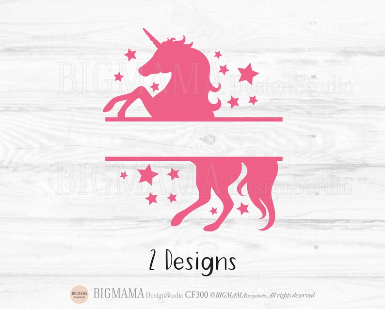 Jednorożec Split SVG, Monogram, Imię, Sylwetka jednorożca SVG dla Cricut, Ramka, DXF, Dziewczyny, Dzieci, Koń, Urodziny, Głowa jednorożca, Natychmiastowe pobranie_CF300 zdjęcie 2