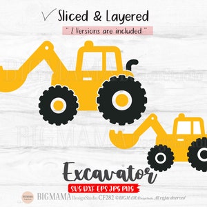 Graafmachine SVG, bouwvoertuig, graafmachine, gesneden, gelaagd, jarige, vrachtwagen, DXF, bestand knippen, clipart, cricut, cameo, instant download_CF282