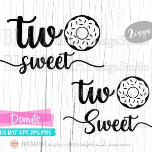 Zwei süße Donut SVG, Donut Out Line, DXF, geschnitten Datei, Donut, Tshirt, Second Birthday, Girl,2 Jahre,2nd,Cricut,Silhouette,Instant download_KF324