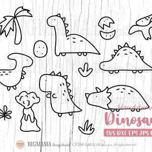 Cute Dinosaur SVG,Fine Line,Handdrawn,DXF,Dino,Baby,Cut File,Boy,Tshirt,Svg Bundle,Cricut,Birthday,Silhouette,Clipart,Instant download_CF268