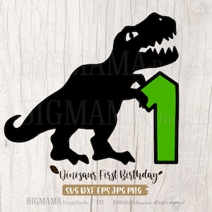 Dinosauro Primo Compleanno SVG,1°,Uno,T-rex,Numero,Ragazzo,Tshirt,Dino,Baby,File di taglio,Cricut,PNG,DXF,Silhouette,Clipart,Download istantaneo_D1